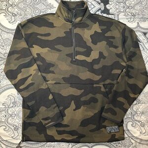 vs pink | quarter zip camo pull over |